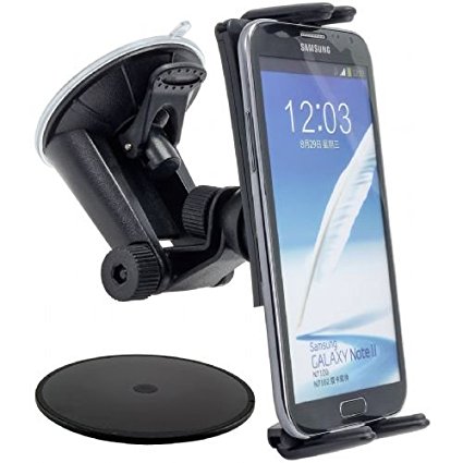 High Grade Car Cradle Dash Mount or Windshield Mount Holder for Samsung Galaxy Note8 Note 8 S8 S8 Plus S7 S6 Phones w/ Anti-Vibration Swivel Holder (use with or without case)