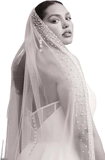 Passat Pearl Wedding Veil Ivory Cathedral Pearl Veil Crystals Veil Long Bridal Veil Rhinestones Wedding Veils For Bride Veil