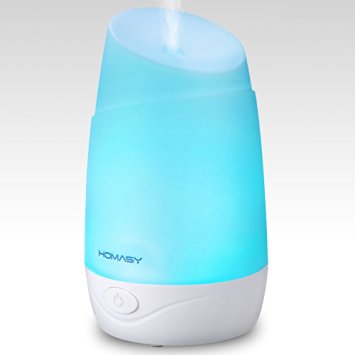 Essential Oil Diffuser, Homasy 100ml Aroma Essential Oil Cool Mist Humidifier Aromatherapy Diffuser Air Mist Purifier with Color LED light, Waterless Auto Shut-off for Bedroom, Office, Home