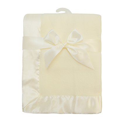 TL Care Fleece Blanket with Satin Trim, Ecru, 2"