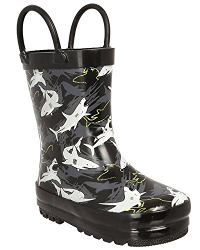 Capelli New York Toddler Boys Shiny Camo Printed Rubber Rain Boot With Handles