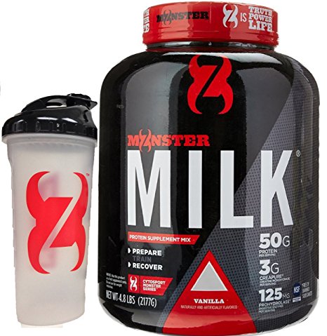 Cytosport Monster Milk Protein Supplement Mix, 4.8 lbs, plus BONUS Monster Shaker Bottle (Vanilla)