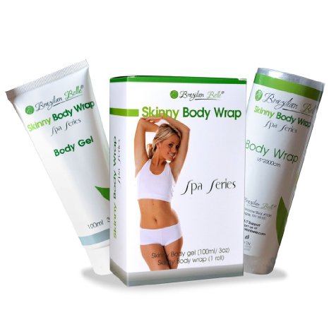 Brazilian Skinny Body Wrap Kit - Lose Belly Fat Fast Reduce Cellulite Eczema and Stretchmarks No-Mess Formula for Stomach Arms and Thighs 15 Day Supply Slimming Cream  Belly Band  Free Diet Plan