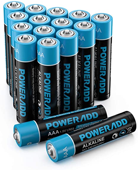 POWERADD AAA Alkaline Batteries Long Lasting, All-Purpose Battery for Household and Business - 16 Count