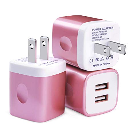 USB Wall Charger, Charger Cube, FiveBox 3Pack Dual Port 2.1A Wall Charger Base Brick Charging Block Plug Phone Charger Box Compatible iPhone Xs Max/XR/X/8/7/6/6s, iPad, Samsung Galaxy S9 S8 S7 S6, LG