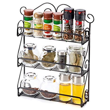 3-Tier Storage Rack EZOWare Kitchen Bathroom Cosmetic Wall Mounted Standing Organizer for Spice Jars Shelf Nail Polish and more