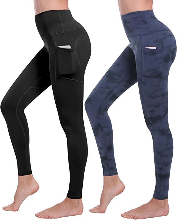 Holure Yoga Pants for Women Leggings with Side Pockets Workout Running Tights (1 or 2 Pack)
