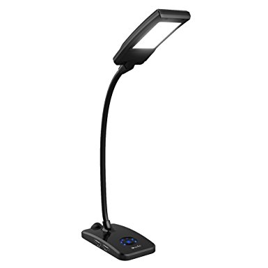 Dual USB Charging Ports | OxyLED OxyRead X7 Dimmable Eye-care LED Desk Lamp with Cool & Warm Color Light, Intelligent Touch Control Table Lamp, Black