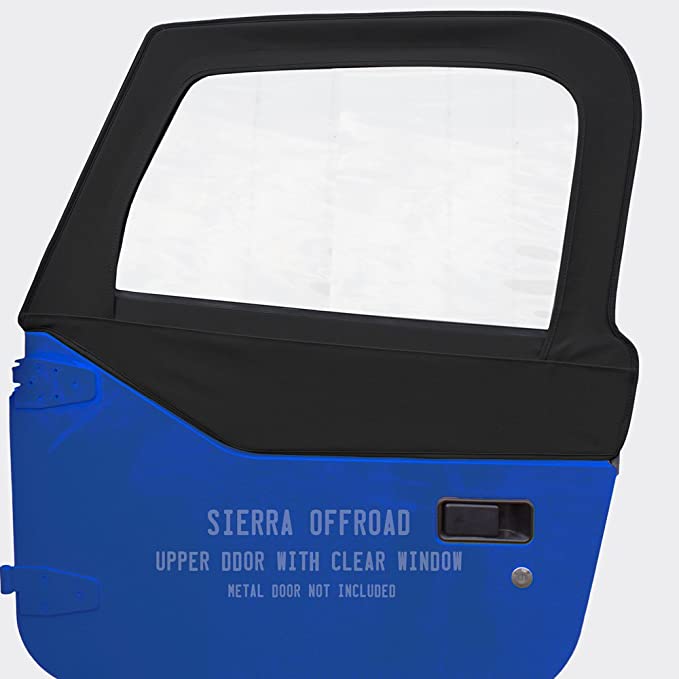 Sierra Offroad Upper Door Skins, compatible with Jeep Wrangler TJ 1997-2006, Sailcloth Vinyl, Black