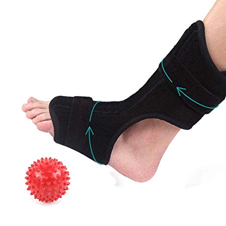 Plantar Fasciitis Dorsal Night Splint with Spiky Ball for Heel Pain Relief - Drop Foot Orthotic Brace for Relief Plantar Fasciitis Pain, Heel, Arch Foot Pain - Fits Left and Right Foot
