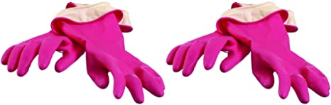 Casabella Premium Waterblock Cleaning Gloves - 2 Pair (4 Gloves) Pink - Small