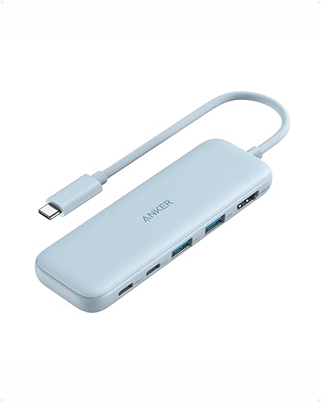 Anker 332 USB-C Hub (5-in-1) with 4K HDMI Display, 5Gbps USB-C Data Port and 2 5Gbps USB-A Data Ports and for MacBook Pro, MacBook Air, Dell XPS, Lenovo Thinkpad, HP Laptops and More(Blue)