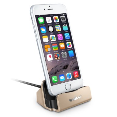 iPhone Charger Dock,Charge and Sync Stand for iPod,iPhone 5 5s 6 6s plus with Charger Cable (gold)