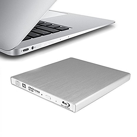 HornetTek USB Type C & Type A External Blu-Ray Writer Super Drive (Silver) for New MacBook Air 12"