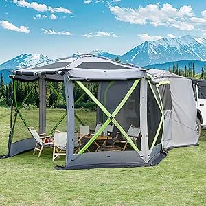 JOYTUTUS Dual-Use Pop up SUV Tent for Camping, 11x11 Ft Outdoor Gazebo Screen Tent, SUV Tailgate Tent for Family Vehicle Camping, Canopy Shelter Portable Carry Bag for Camping Park, Backyard, Beach