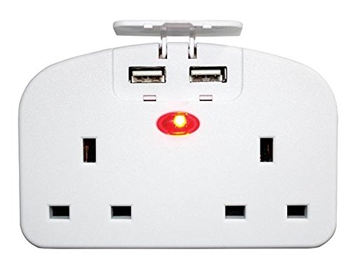 UK to EU Adaptor with dual USB Sockets. European Travel Adaptor with Two USB Ports, Travel USB Adaptor Ideal for Charging your Smart Devices whilst on Holiday.