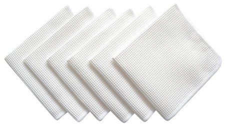Sinland Microfiber Deep Waffle Weave Facial Cloths 6 Pack 12inch X 12inch White
