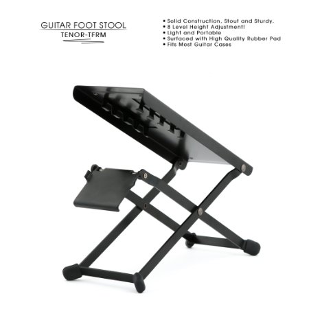 TENOR TFRM Professional Metal Guitar Foot Rest, Sturdy Guitar Foot Stool, Guitar Support for Healthier and Comfortable Guitar Playing for Classical, Flamenco, Acoustic or Electric Guitar Players.