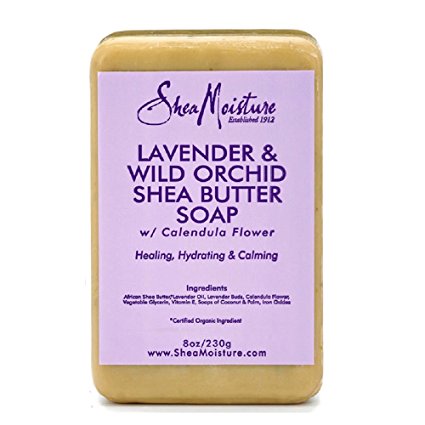 Shea Moisture Organic Lavender & Wild Orchid Shea Butter Soap with Calendula Flower, 8 oz