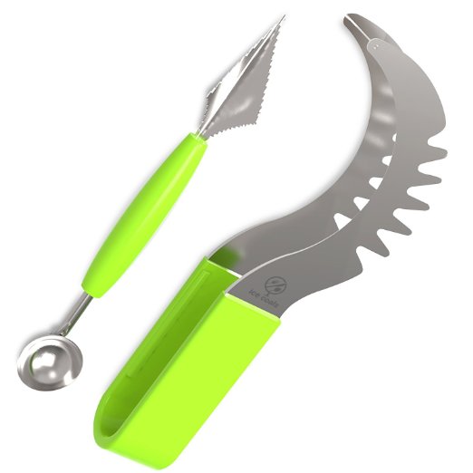 Watermelon Slicer Corer watermelon Cutter & Server cantaloupe cutter melon slicer High Quality Stainless Steel with FREE Melon Baller and Fruit Carving Knife