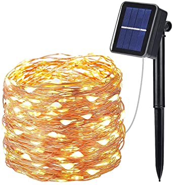 OxyLED Solar String Garden Lights,100 LED 8 Modes Solar Fairy Lights,33ft Solar Copper Wire Fairy String lights,Auto on/off,Waterproof Lights For Patio,Garden,Home,Wedding,Party, [Energy Class A   ]