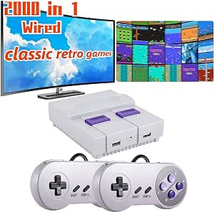 Super Classic Mini Retro Game Console,Classic Video Game System Built in 5000  Different Video Games,4k HD Output and Dual Wired Controllers,Advanced Game Solution.