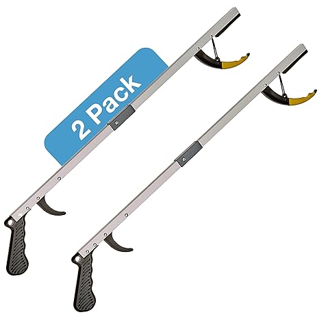 Sammons Preston Reacher, Folding, 26", Grabber Reacher Tool, Lightweight Trash Picker Grabber & Garden Nabber, Aluminum Picker Up Tool & Reaching Claw, Portable Reaching Assist & Dressing Tool, 2 Pack