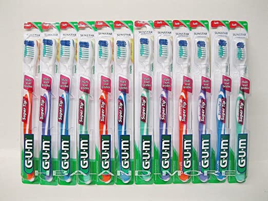 GUM 461 Super Tip Toothbrush - Compact - Soft (12 Pack)