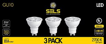 SELS LED GU10 Led Spotlight 5 Watts 350 Lumens Dimmable 50 Watt Flood Light bulb, and Halogen Spotlight Equivalent UL 2700K Soft White - 3 Pack