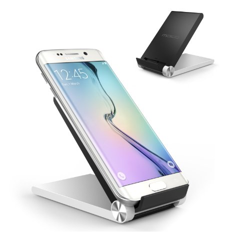 Wireless Charger MoKo 3-Coil Qi Wireless Charger Dock Rotating Charging Pad Stand for Lumia 1020 Nexus 5  7 Samsung Galaxy S6  S6 Edge  S7  S7 Edge HTC M8 and All Qi-Enabled Devices SILVER