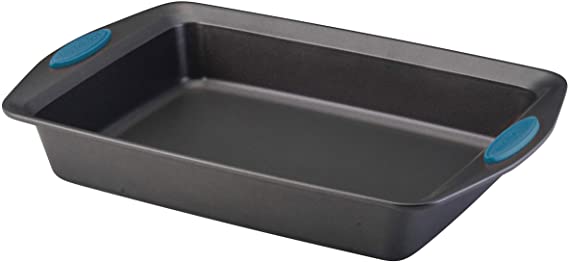 Rachael Ray 47958 Yum -o!  Nonstick Bakeware Baking Pan With Grips / Nonstick Cake Pan With Grips, Rectangle - 9 Inch x 13 Inch, Gray