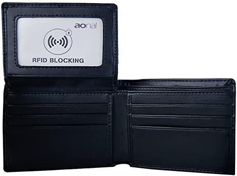 RFID Blocking Leather Bifold Wallets for Men