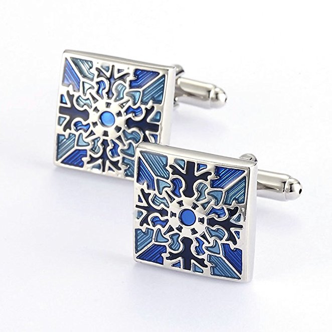 FB Blue Color Polish Stainless Steel Cufflinks for Gentleman Father's Day Gift Choince