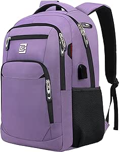 Laptop Backpack,Business Travel Anti Theft Slim Durable Laptops Backpack with USB Charging Port,Water Resistant College Computer Bag for Women & Men Fits 15.6 Inch Laptop and Notebook-Purple