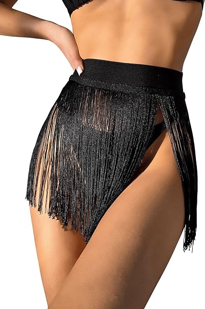 DIDK Damen Quaste Rock Fransen Rock Cinch Taillengürtel Punk Gothic Gürtel für Rock Hose