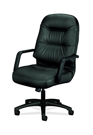 HON Leather Executive Chair - Pillow-Soft Series High-Back Office Chair, Black (2091SR11T)