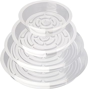 24Pack Clear Plastic Plant Saucers, Flower Pot Drip Trays, Plant Trays for Indoors, Outdoors - Collects Flower Pot Drainage and Excess Water - 6, 8, 10, 12 Inch