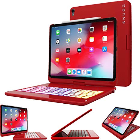 Snugg iPad Pro 12.9 2018 (3rd Gen) Keyboard, [Red] Backlit Wireless Bluetooth Keyboard Case Cover 360° Degree Rotatable Keyboard for Apple iPad Pro 12.9 2018 (Apple Pencil Compatible)