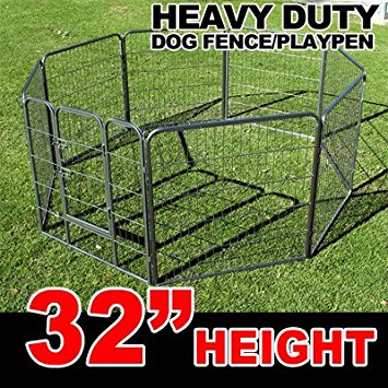 New 32" Heavy Duty Dog Indoor/Outdoor Deluxe Metal Fence/ Exercise Pan Playpen