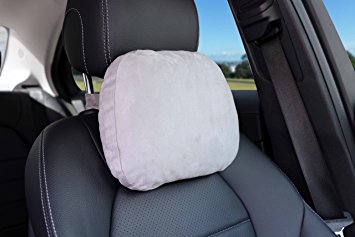 Softest Auto Car Neck Pillow - Plush Headrest Support Cushion for Pain Relief - Silver