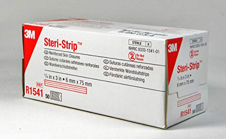 3M R1541 1/4'' x 3'' Steri-Strip Reinforced Skin Closure (50 Per Box)