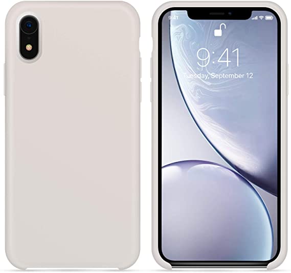 OTOFLY for iPhone XR Case, [Silky and Soft Touch Series] Premium Silicone Rubber Full-Body Protective Bumper Case Compatible with Apple iPhone XR 6.1 inch， (White Stone)