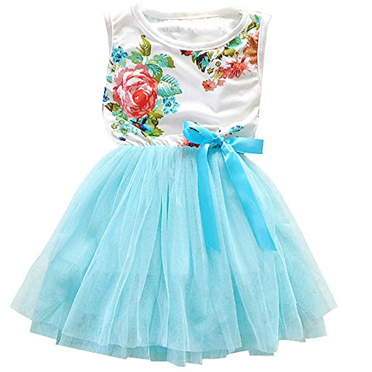 Csbks 1 2 3 4 5 Years Kid Girls Cute Floral Sundress Tulle Tutu Skirt Tank Dress
