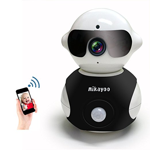 Mikayoo Wireless Camera,Portable Robot Shape 360° Adjustable Wireless IP Camera WiFi Surveillance Security Network Baby Monitor Camera/Carcorder Built in Mic Speaker Infrared Sensor(DarkBlack)