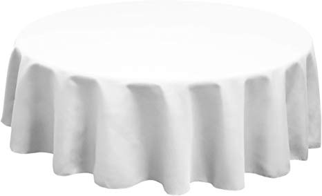 TableLinensforLess Polyester Round Tablecloth, 72 Inch Round, (White)