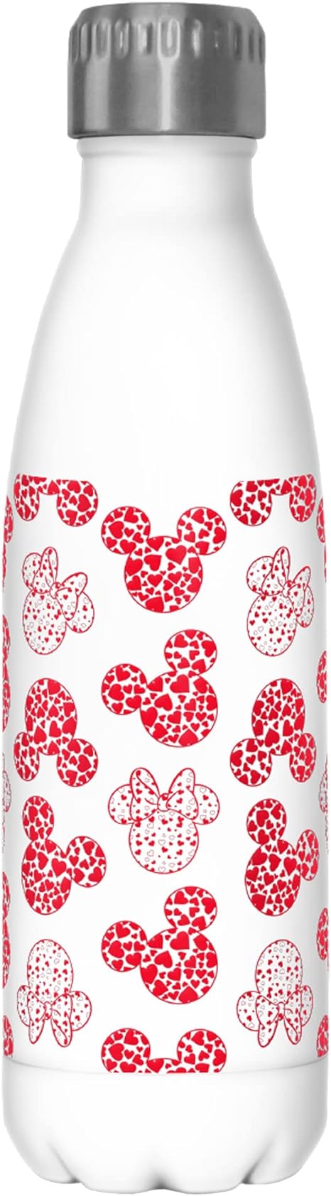 Disney Mickey and Minnie Hearts 17 oz Stainless Steel Water Bottle, 17 Ounce, Multicolored