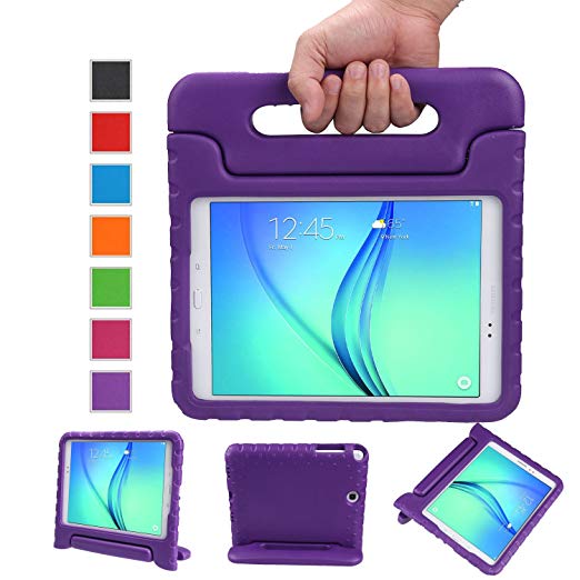 Color Our Life Samsung Galaxy Tab A 9.7 Kids Case, EVA Full-body Protective Cover with Handle Stand and Light Weight Shock Proof Kids Friendly Child Case for Samsung Tab A 9.7-Inch SM-T550 (Purple)