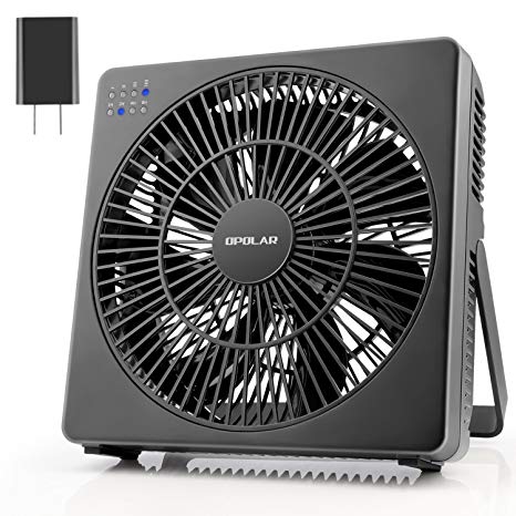 OPOLAR 8 Inch Desk Fan(Included Adapter), USB Operated, 4 Speeds Natural Wind, Timer, Quiet Operation, Seven Blades, Adjustable Angle, Desktop Personal Cooling Box Fan for Office, Living Room, Bedroom