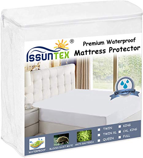 ISSUNTEX Waterproof Mattress Protector King Mattress Cover Premium Super Soft Smooth Fabric Vinyl-Free