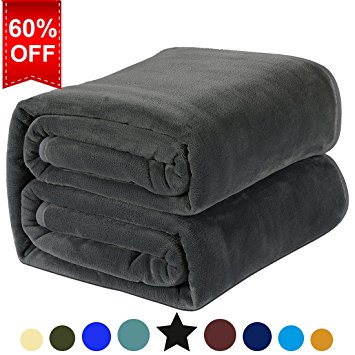 Fleece Travel Blanket Super Soft Warm Extra Silky Lightweight Bed Blanket, Couch Blanket, Travelling and Camping Blanket (Dark Grey)